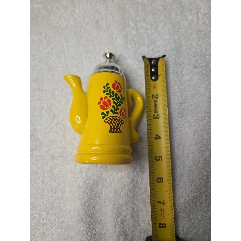 Vintage 1970s Avon Koffee Klatch Yellow Teapot Decanter Bottle Flower Basket